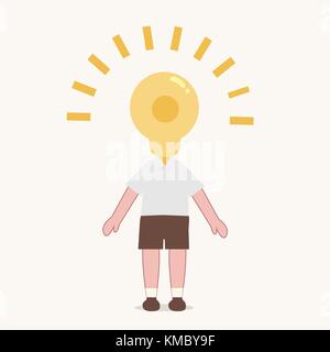 Garçon en robe d'étudiant avec une lampe de tête vector illustration Illustration de Vecteur