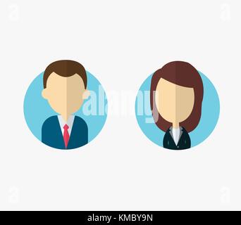 Télévision businessman and businesswoman caractères. Vector profil avatars sans visage.Vector portraits. Illustration de Vecteur