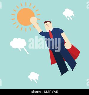 Super man capes rouges battant vers le haut pour le soleil vector illustration Illustration de Vecteur