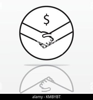 Serrer la main avec symbole dollar design simple illustration vectorielle, symbole de l'entente, professionnels du commerce, Shake, message d'accord d'occasionnels. Illustration de Vecteur