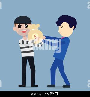 Voleur voler l'argent des businessman télévision cartoon design.voler de l'argent concept.vector illustration Illustration de Vecteur
