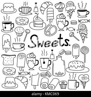 Hand drawn doodle vector set bonbons. Illustration de Vecteur