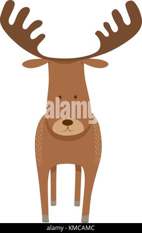 Cartoon illustration de l'orignal ou au cerf mignon personnage mascotte animale Illustration de Vecteur