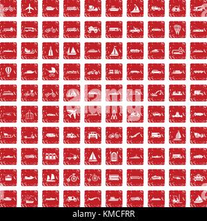 100 transportation icons set rouge grunge Illustration de Vecteur