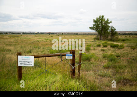 Une des usines chimiques se trouve sur des terres escroqué de famille et utilisé pour le stockage des résidus de l'extraction de l'uranium. Banque D'Images