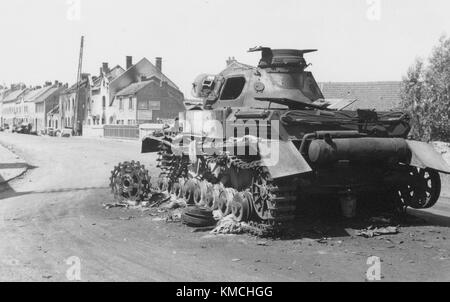 Assommés German Tank Panzer IV en France 1940 Banque D'Images