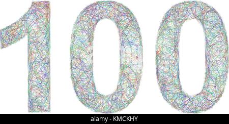 Croquis colorés anniversaire design - numéro 100 Illustration de Vecteur