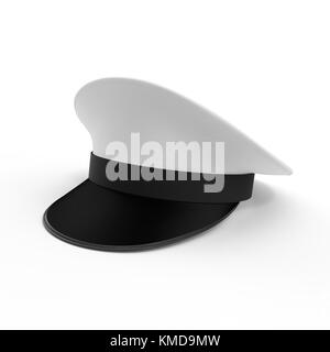 Officier de marine chapeau sur blanc. pas de logo. 3d illustration Banque D'Images