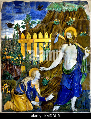 Le Christ jardinier, détail de Noli Me Tangere (ne me touche pas), de Giovanni della Robbia (1469-1529), terre cuite vernissée. Musée National du Bargello, le Bargello, le Palazzo del Bargello, Florence, Italie. Banque D'Images