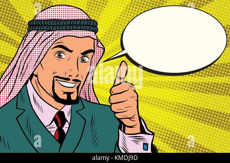 Thumbs up, homme d'affaires arabe faire comme Illustration de Vecteur