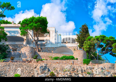 Villa de l'île de Capri avec vue sur l'arrière-plan, italie Banque D'Images