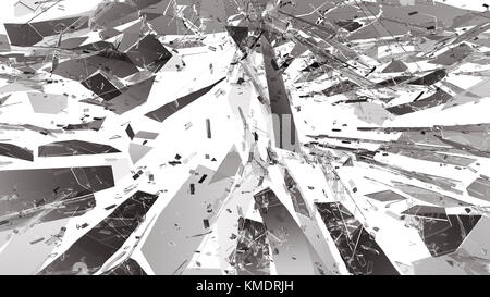 Trou de balle et morceaux de verre brisé ou brisé. rendu 3d illustration 3d. Banque D'Images