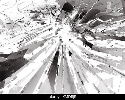 Trou de balle fissuré et verre brisé. rendu 3d illustration 3d. Banque D'Images