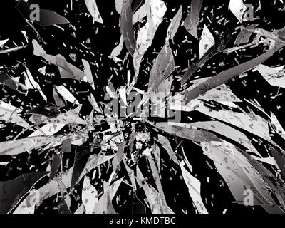 Des morceaux de verre brisé ou démoli isolated on black Banque D'Images