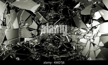 Morceaux de verre fissuré ou fractionnés sur noir. grande résolution Banque D'Images