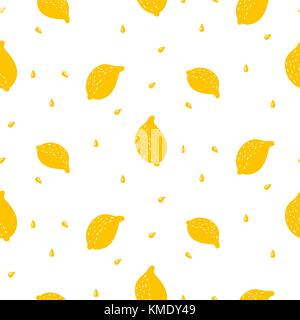 L'été lumineux citron juteux cartoon motif transparent. Illustration de Vecteur