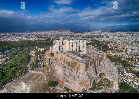 Vue aérienne de Parthénon et Acropole à Athènes, Grèce Banque D'Images