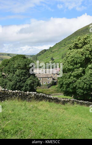 Thwaite dans Swaledale sur le Pennine Way avec Kisdon sur le droit à l'égard Angram. Yorkshire Dales National Park, Yorkshire, Royaume-Uni Banque D'Images