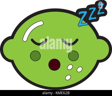 Couchage lime ou de citron fruit kawaii droit Illustration de Vecteur