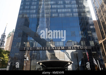 L'hôtel Millennium Hilton dans Lower Manhattan, New York, USA Banque D'Images