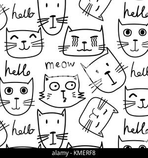 Les Chats Dessines A La Main Modele Vecteur Doodle Art Image Vectorielle Stock Alamy