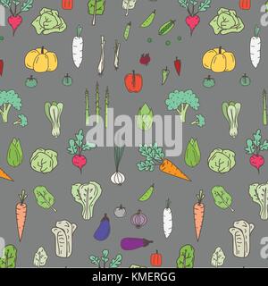 Avec motif doodle dessiné à la main des légumes. vector illustration arrière-plan. Illustration de Vecteur