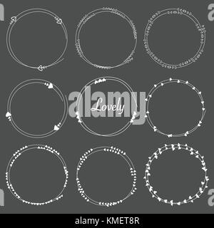 Vector set de cadres ronds séparateurs pour la décoration. vector illustration faite à la main. Illustration de Vecteur