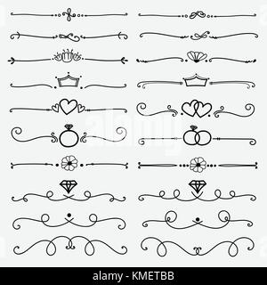 Ensemble d'éléments décoratifs pour la décoration calligraphique. vector illustration faite à la main. Illustration de Vecteur