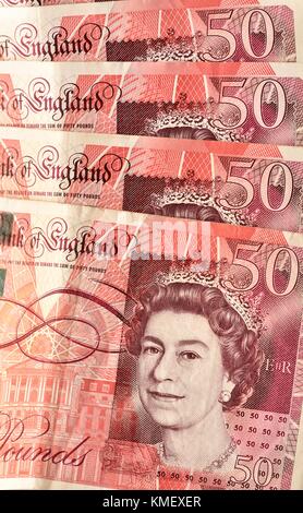 Notes 50 livres sterling Banque D'Images