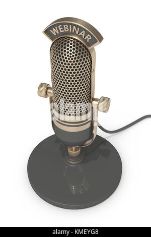 3D render of microphone avec plus de texte webinaire white Banque D'Images