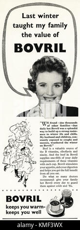 1950s vieux vintage publicité originale magazine britannique publicité imprimée publicité Bovril de 1958 Banque D'Images