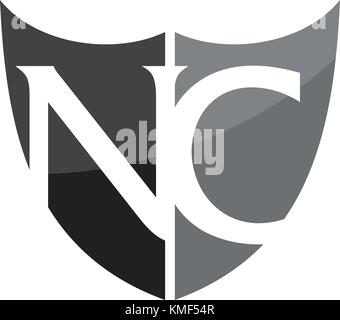 Bouclier moderne lettre nc Illustration de Vecteur