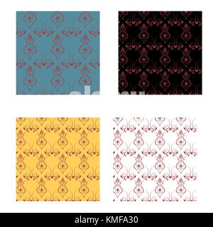 Village folklorique de motif floral fleurs et feuilles entrelacées. Les profils ethniques vintage. Illustration de Vecteur