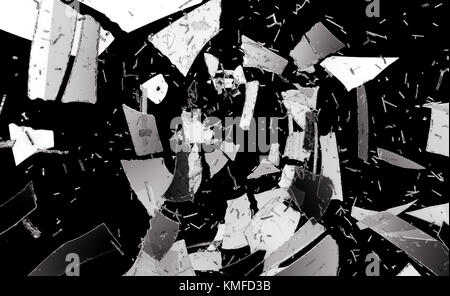 Des morceaux de verre brisé ou détruit isolated on black Banque D'Images