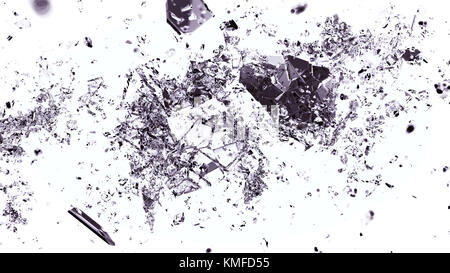 Des morceaux de verre brisé ou fractionnés sur blanc. grande résolution Banque D'Images