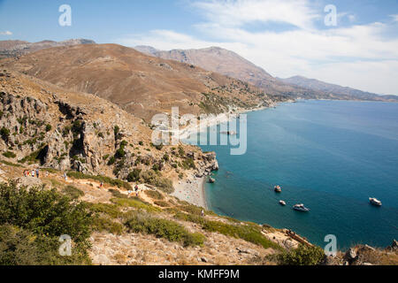 La plage des palmiers, l'île de Crète, Grèce, Europe Banque D'Images