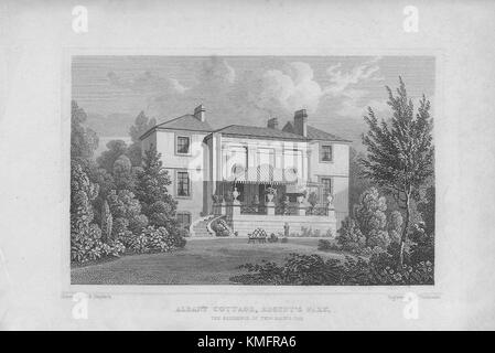 Albany Cottage, Regent's Park, gravure 'Metropolitan améliorations, ou de Londres au xixe siècle' London, England, UK 1828 Banque D'Images