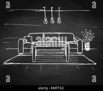 Croquis de l'intérieur d'un linéaire au tableau. prix plan. vector illustration. Illustration de Vecteur