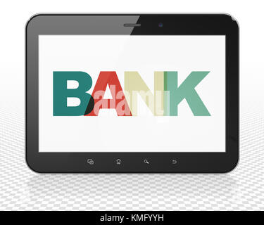 Devises : tablet pc ordinateur avec affichage sur banque Banque D'Images