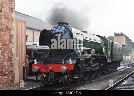 60103 Pacific Class Flying Scotsman train à vapeur sur la station de Minehead West Somerset Railway (WSR) lors de sa visite en septembre 2017 à Somerset Banque D'Images