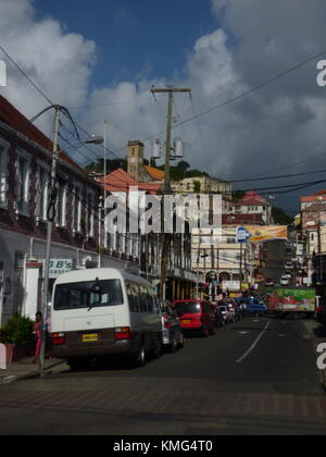 Scène de rue, Grenade, Îles du Vent, les Caraïbes orientales Banque D'Images
