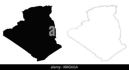 Algérie carte contour Illustration de Vecteur