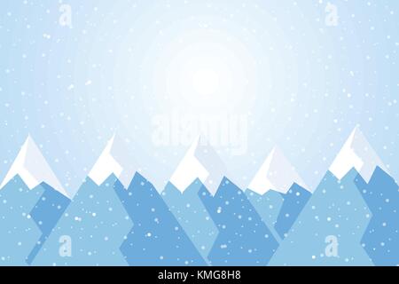 Vector illustration d'hiver paysage de montagne avec de la Neige et ciel bleu, approprié comme carte de vœux de Noël Illustration de Vecteur