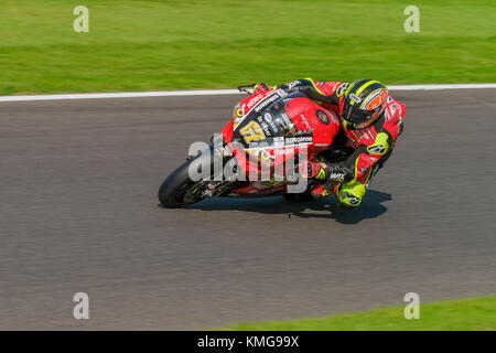 Shane Byrne' 'Shakey taillis tours Coin sur sa Ducati Panigale plus sage pendant la ronde 8 British Superbike à Cadwell Park en 2017 Banque D'Images