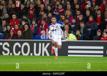 Cardiff, pays de Galles, Royaume-Uni, 14 novembre 2017 : Gabriel Torres du Panama lors d'un match amical international entre le pays de Galles et le Panama au Cardiff City Stadium. Banque D'Images