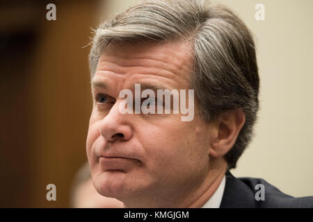 Washington DC, 7 décembre 2017, USA : le directeur du FBI, Christopher Wray témoigne à un comité judiciaire de la chambre sur l'état actuel du FBI et de ses enquêtes. Patsy lynch/Alamy crédit : patsy lynch/Alamy live news Banque D'Images