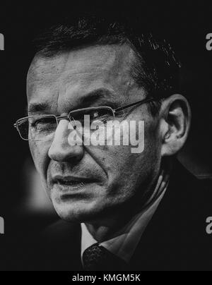 Archive photo de Mateusz Morawiecki, qui a été désigné comme nouveau Premier ministre de Pologne en remplacement de Beata Szydlo. Morawiecki est l'ancien vice-premier ministre de Pologne et le ministre des Finances a pris une photo lors de la conférence de presse au siège du Parlement européen à Bruxelles, Belgique, le 01.02.2017 par Wiktor Dabkowski | usage dans le monde entier Banque D'Images