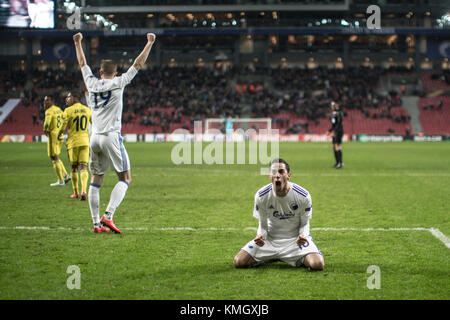 Danemark, Copenhague - 07 décembre 2017. Carlos Zeca (10) du FC Copenhague vu lors du match Europa League entre le FC Copenhague et le FC Sheriff Tiraspol à Telia Parken. (Photo: Gonzales photo - Samy Khabthani). Banque D'Images