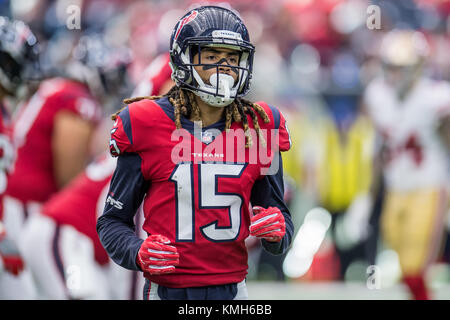 Houston, TX, USA. Déc 10, 2017. L'échelle des Houston Texans récepteur Fuller (15) au cours du 2e semestre d'un jeu de football américain NFL entre les Houston Texans et les San Francisco 49ers à NRG Stadium à Houston, TX. Les 49ers a gagné le match 26-16.Trask Smith/CSM/Alamy Live News Banque D'Images