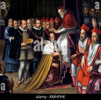 Le pape Pie V Couronnes Cosimo I Grand-duc de Toscane 5 mars 1569 Florence Italie italien ( Cosimo I de Médicis 1519 - 1574 ) Banque D'Images